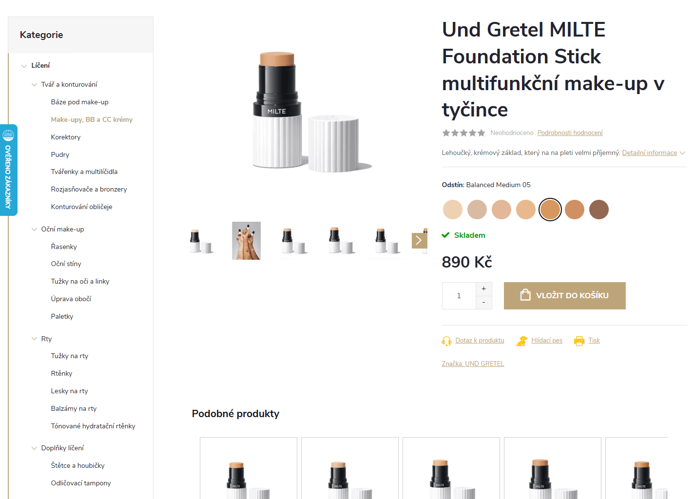 Barevné swatche na detailu produktu z projektu Frontendové úpravy a rozvoj Shoptet e-shopu Dotek Slunce